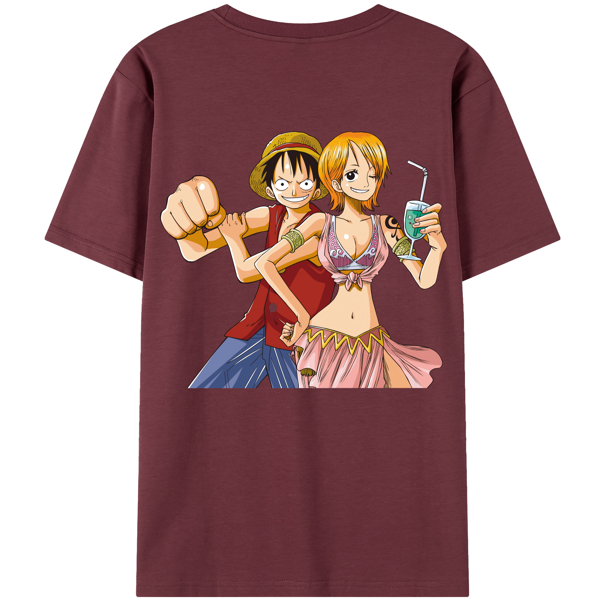 ワンピース モンキー・D・ルフィ ONE PIECE Monkey D. Luffy 綿100％半袖Tシャツ（背面プリント）